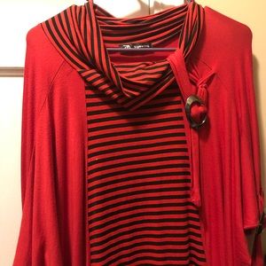 Red Black striped dress